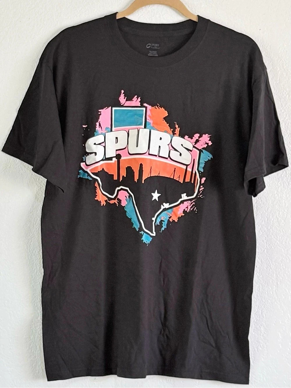 Port & Company San Antonio Spurs Graphic Tee Black & Orange Large